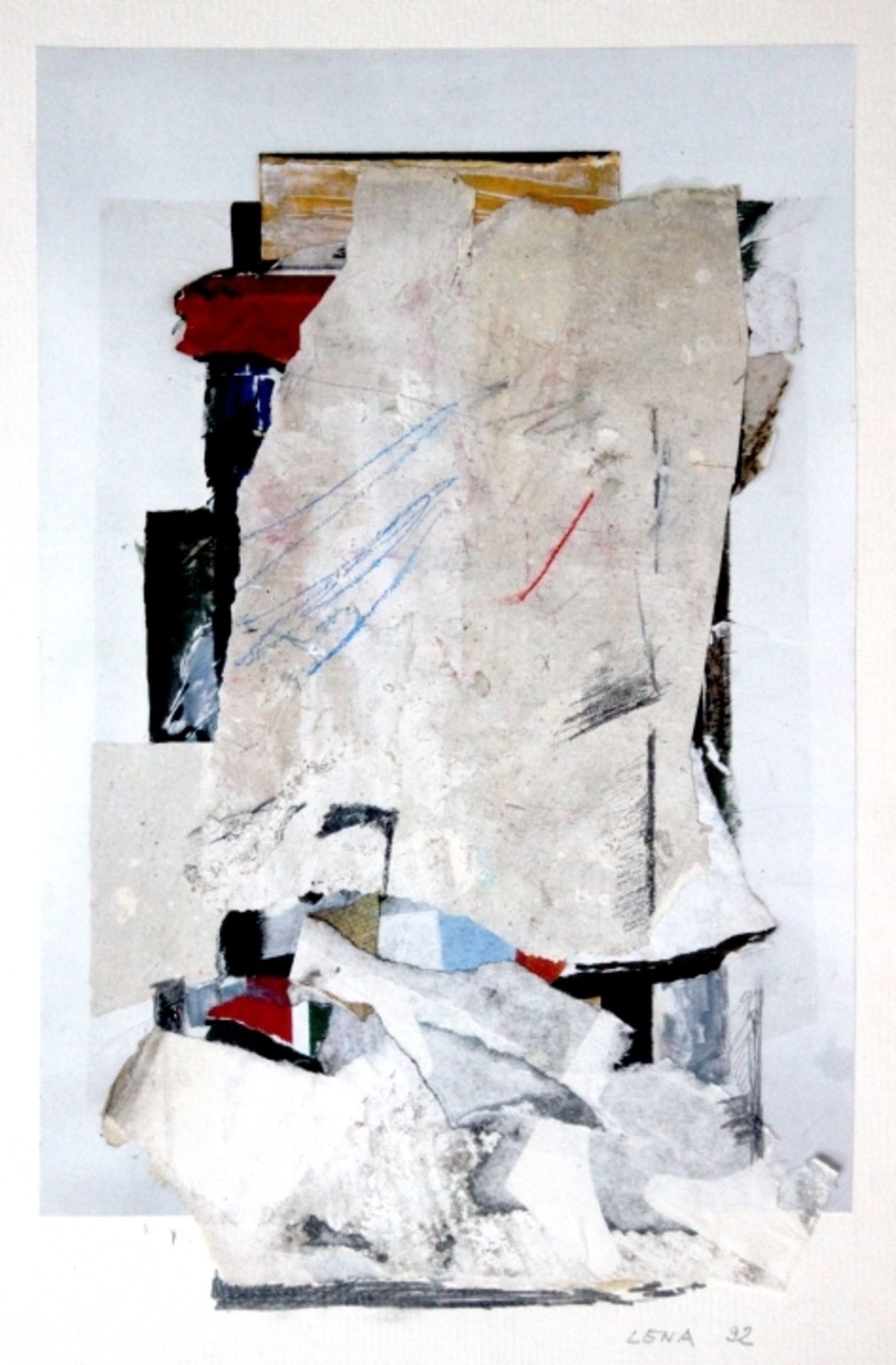 Collage - Lena Bosch (1945 Freudenholz) "Ohne Titel", r.u. signiert, datiert (19)92, Maße ca.