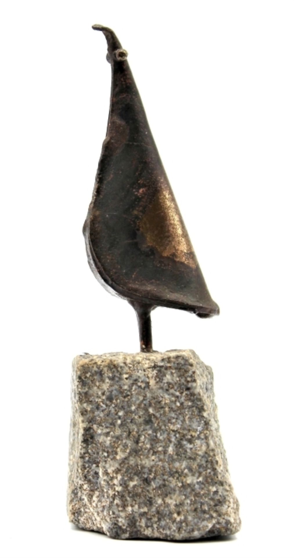 Skulptur - Rudi Weichmann (1926 Regensburg 2013) "Vogel", Metall, Steinsockel, Gesamthöhe ca. 13 cm,