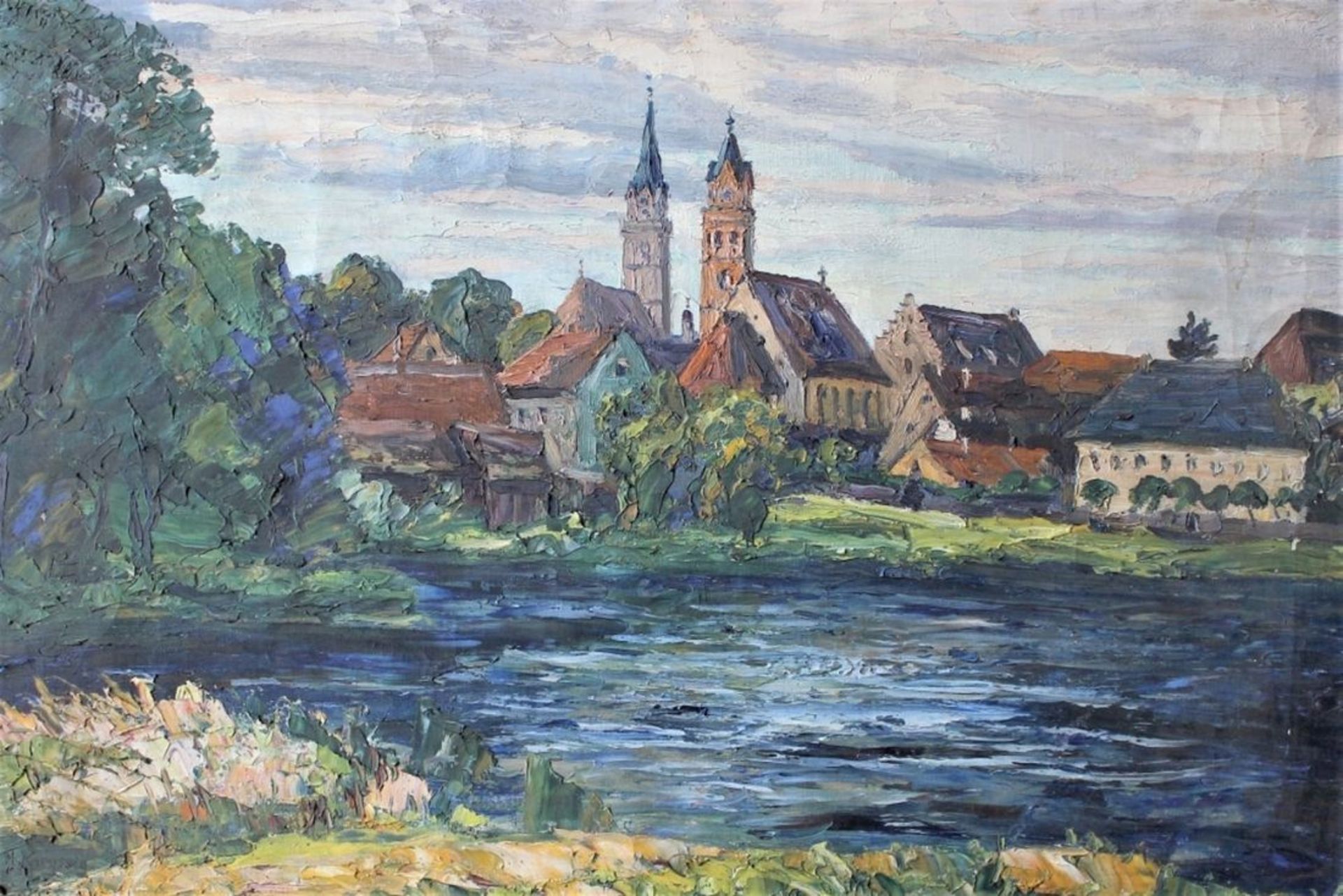 Gemälde - Hugo KREYSSIG (1873 Coburg - 1939 München) "Stadt Neumarkt i. Oberpfalz v. Schloßweiher