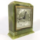 An Art Deco green onyx mantle clock by Elliott