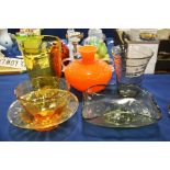 A Whitefriar's amber glass bowl and a Stuart glass