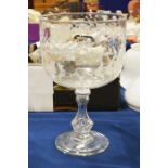 A large engraved glass goblet, engraved G.H. Break