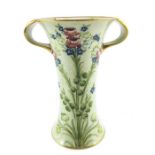 William Moorcroft for James MacIntyre, a Rose and Forget Me Not on celadon green vase