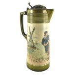 Mettlach, Villeroy and Boch, a 3.25 litre beer jug, printed with fisherman and woman