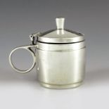 S Blanckensee and Sons, Birmingham 1937, an Art Deco silver mustard pot, stepped drum cylinder form