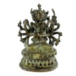 A Tibetan gilt bronze figure group of Chakrasamvara embracing Vajravarahi