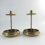 WMF, a pair of Jugendstil brass candlesticks