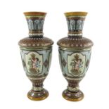 Mettlach, Villeroy and Boch, a pair of pedestal vases