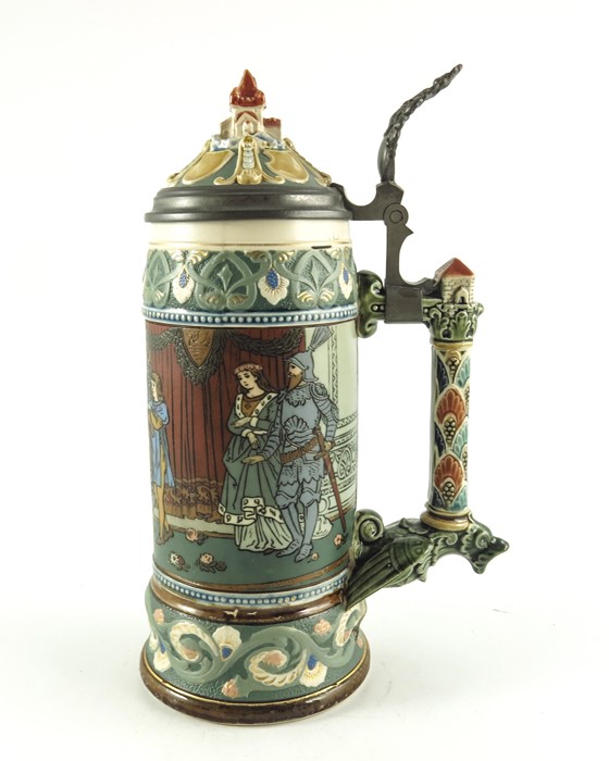 Mettlach, Villeroy and Boch, a litre Lohengrin stein - Image 3 of 6