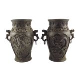 A pair of Japanese bronze vases