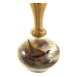 James Stinton for Royal Worcester, a blush ivory pheasant painted vase