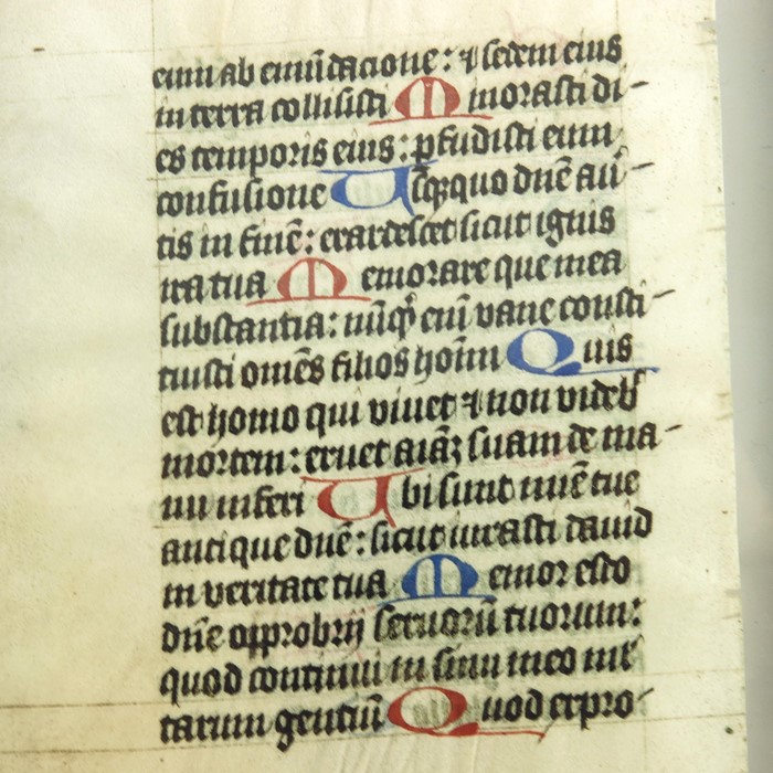 Two double sided Medieval vellum illuminated manuscript pages, 14th century - Image 4 of 6