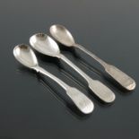 Three William IV and Victorian Irish and Scottish silver mustard spoons