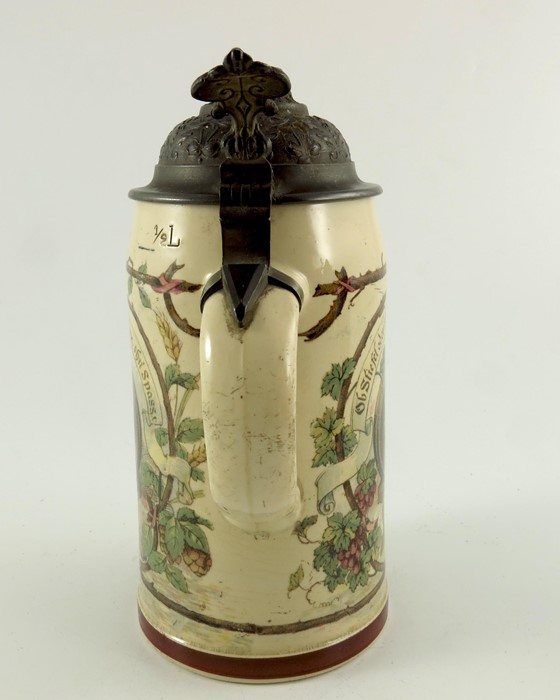 Mettlach, Villeroy and Boch, a half litre stein, printed under glaze with Falstaff - Image 5 of 7