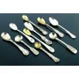 A collection of George III and later Scottish silver condiment spoons