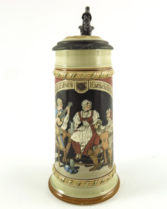 Mettlach, Villeroy and Boch, a half litre stein, incised Tavern Scene - Image 4 of 8