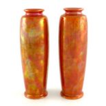 A pair of Ruskin lustre rolling pin vases, 1921