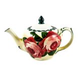George Stewart for Pountney, a Bristol pottery rose painted teapot