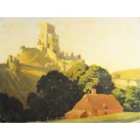 Harry Riley (1895-1966), Corfe Castle, oil on board, signed, 46cm x 61cm, unframed