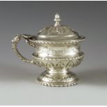 Nathan and Hayes, Chester 1909, an Edwardian silver mustard pot, Neoclassical Campana urn form, embo