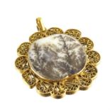 A high carat gold and moss agate pendant