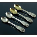 Two pairs of George IV and Victorian silver egg spoons