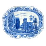 A Spode Staffordshire blue and white meat platter, Castle of Boudron in the Gulf of Stancio