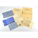 A collection of 19th century receipts, including a dog licence from 13th January 1869, a wine and sp