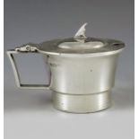 Elkington and Co., Birmingham 1936, an Art Deco silver mustard pot, stepped trumpet form with concen