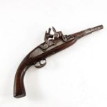 A flintlock pistol, crude form, 38cm long