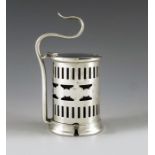 Joseph Rodgers and Sons, Sheffield 1923, a George V silver mechanical mustard pot, reticulated cylin