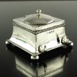 A E Jones, an Arts and Crafts silver inkwell, Birmingham 1909