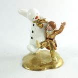 Royal Doulton, The Snowman and James Dancing in the Snow, gold and silver highlights colourway, prop