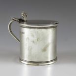 Stores and Ireland, Chester 1899, a Victorian silver mustard pot, cylinder form with beaded banding