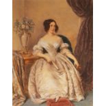AH, Portrait of a Young Lady, watercolour, monogrammed and dated 1851, 36cm x 28cm, framed