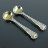 A pair of George III silver salt spoons, William Bateman