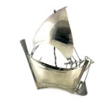 A Persian silver model of a ship in sail