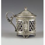 Philippe Berthier, Paris circa 1845, a French silver mustard pot, cylindrical form, embossed in high