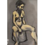 20th century, Nude Woman, oil on board, unsigned, 34cm x 23cm, framed