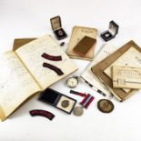 A group of military objects and ephemera belonging to Gunner Gordon W. James