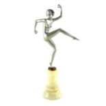 Josef Lorenzl, an Art Deco silvered bronze figure of a nude woman dancing