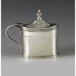 Zachariah Barraclough and Sons, Chester 1919, a George V silver mustard pot, straight sided oval for