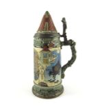 Heinrich Schlitt for Mettlach, Villeroy and Boch, a litre stein, incised Thirsty Knight