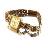 A 9 carat gold ladies Rotary wristwatch on gold chain bracelet