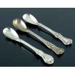 Three Victorian silver mustard or egg spoons