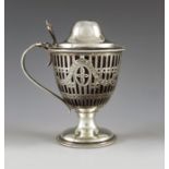 Nathan and Hayes, Chester 1914, a George V silver mustard pot, Neoclassical footed urn form, bright