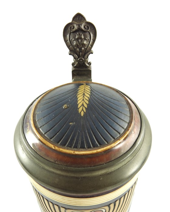 Mettlach, Villeroy and Boch, a half litre stein, incised Jugendstil wheat and heart design - Image 7 of 7