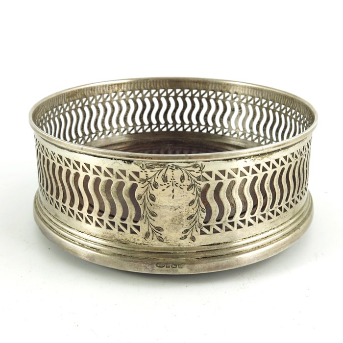 An Elizabeth II silver wine coaster, W I Broadway and Co