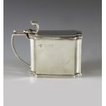 Richard Woodman Burbidge for Harrods, London 1938, a George VI silver mustard pot, chamfered cuboid
