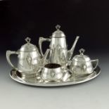 WMF, a Jugendstil silver plated five piece tea and coffee set
